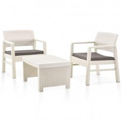 Salon de jardin 3 pcs Plastique Blanc alsavelo