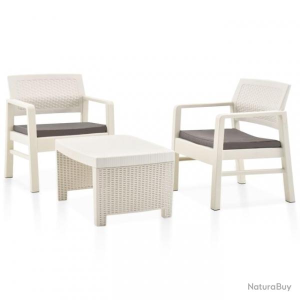 Salon de jardin 3 pcs Plastique Blanc