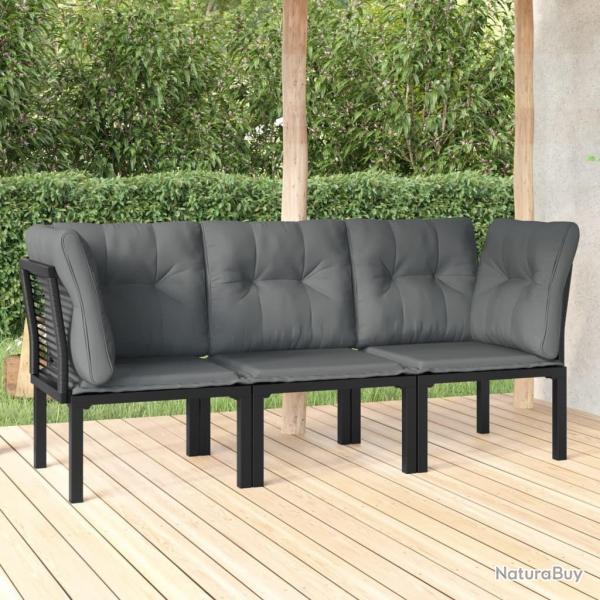Salon de jardin 3 pcs noir et gris rsine tresse alsavelo