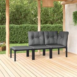 Salon de jardin 3 pcs noir et gris résine tressée alsavelo