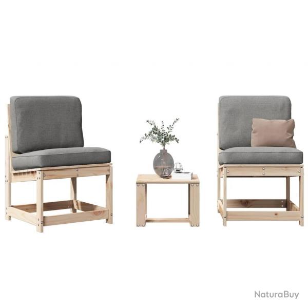 Salon de jardin 3 pcs bois massif de pin alsavelo