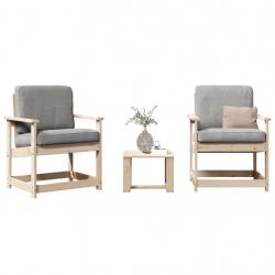 Salon de jardin 3 pcs bois massif de pin alsavelo