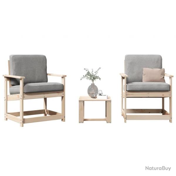 Salon de jardin 3 pcs bois massif de pin alsavelo
