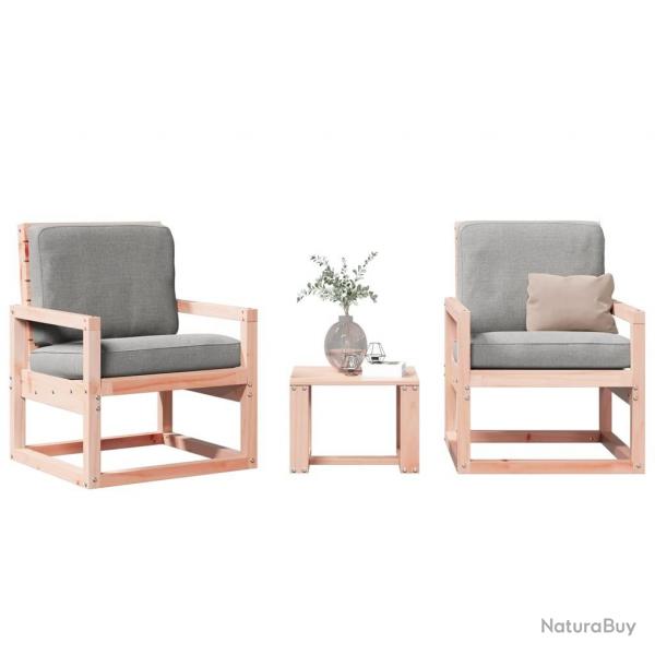 Salon de jardin 3 pcs bois massif douglas alsavelo