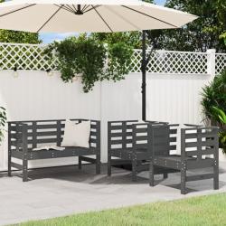 Salon de jardin 3 pcs gris bois massif de pin