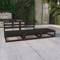 Salon de jardin 3 pcs noir bois de pin massif