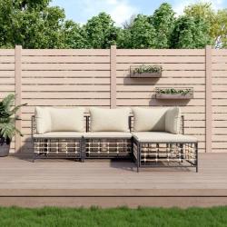 Salon de jardin 4 pcs avec coussins anthracite résine tressée alsavelo