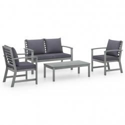 Salon de jardin 4 pcs avec coussins Bois d'acacia solide alsavelo