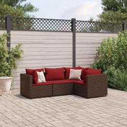Salon de jardin 4 pcs avec coussins Marron Résine tressée alsavelo