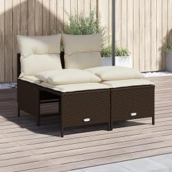 Salon de jardin 4 pcs avec coussins marron résine tressée alsavelo
