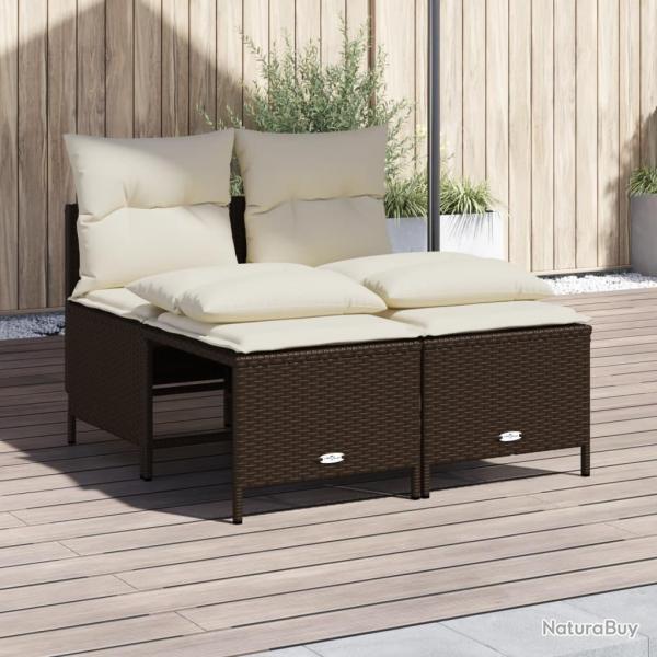 Salon de jardin 4 pcs avec coussins marron rsine tresse alsavelo