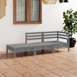 Salon de jardin 3 pcs Gris Bois de pin massif