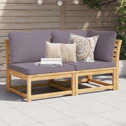 Salon de jardin 2 pcs avec coussins bois massif d'acacia