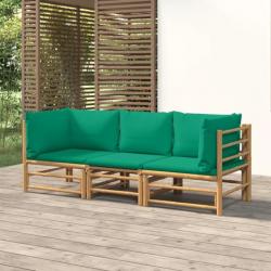 Salon de jardin 3 pcs avec coussins vert bambou