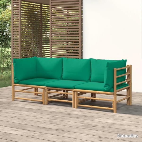 Salon de jardin 3 pcs avec coussins vert bambou alsavelo