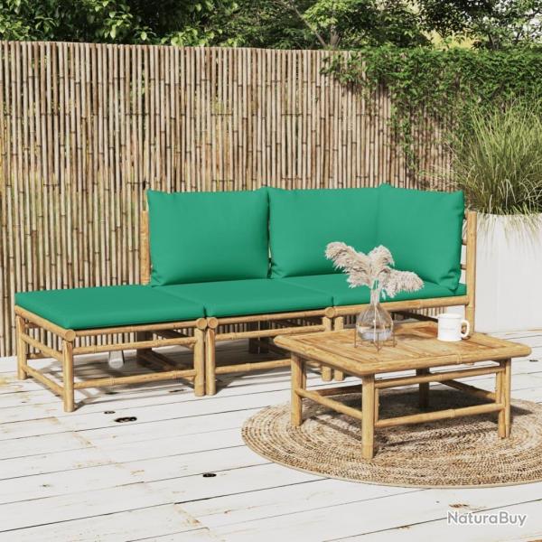 Salon de jardin 3 pcs avec coussins vert bambou alsavelo