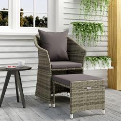 Salon de jardin 2 pcs avec coussins Gris Résine tressée alsavelo