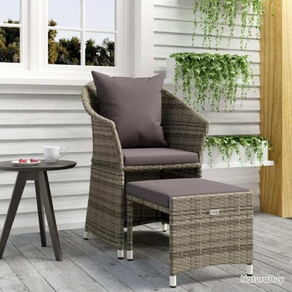 Salon de jardin 2 pcs avec coussins Gris Rsine tresse alsavelo