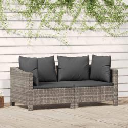Salon de jardin 2 pcs avec coussins Gris Résine tressée alsavelo