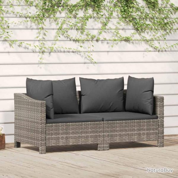 Salon de jardin 2 pcs avec coussins Gris Rsine tresse alsavelo