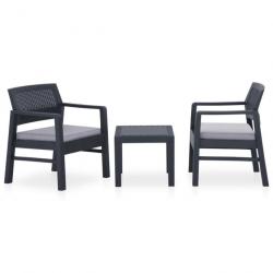 Salon de jardin 3 pcs avec coussins Plastique Gris alsavelo