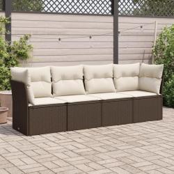 Salon de jardin 4 pcs avec coussins marron résine tressée alsavelo