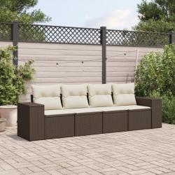 Salon de jardin 4 pcs avec coussins marron résine tressée alsavelo