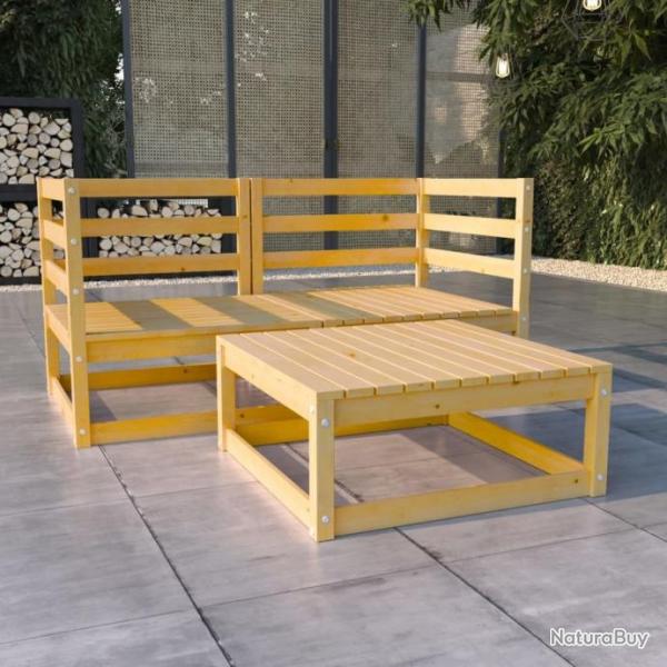 Salon de jardin 3 pcs bois de pin massif