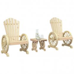 Salon de jardin 3 pcs bois de sapin massif alsavelo