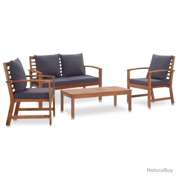 Salon de jardin 4 pcs avec coussins Bois d'acacia solide alsavelo