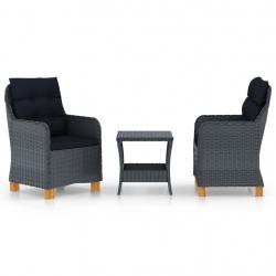 Salon de jardin 3 pcs avec coussins résine tressée gris foncé alsavelo