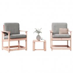 Salon de jardin 3 pcs bois massif douglas alsavelo
