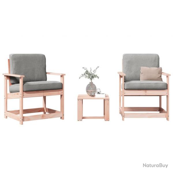 Salon de jardin 3 pcs bois massif douglas alsavelo