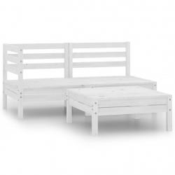 Salon de jardin 3 pcs Bois de pin massif Blanc alsavelo