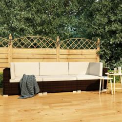 Salon de jardin 3 pcs avec coussins Résine tressée Marron alsavelo