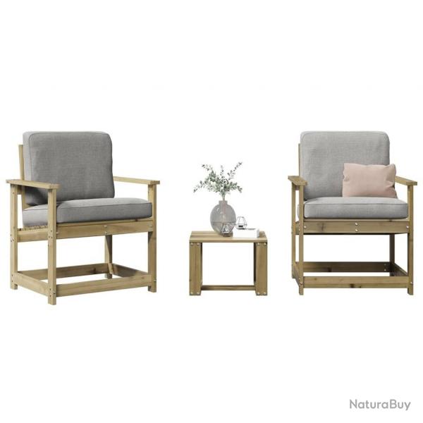 Salon de jardin 3 pcs bois de pin imprgn alsavelo