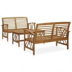 Salon de jardin 3 pcs Bois d'acacia solide alsavelo