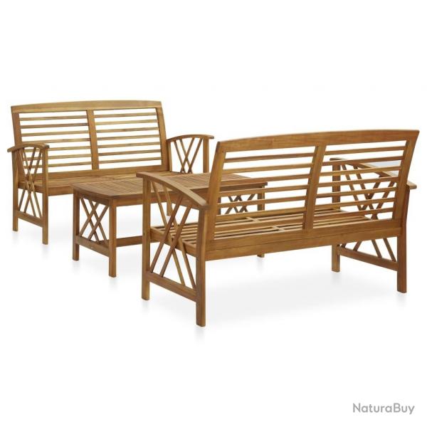 Salon de jardin 3 pcs Bois d'acacia solide alsavelo