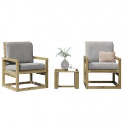 Salon de jardin 3 pcs bois de pin imprégné alsavelo