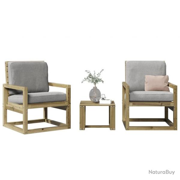 Salon de jardin 3 pcs bois de pin imprgn alsavelo