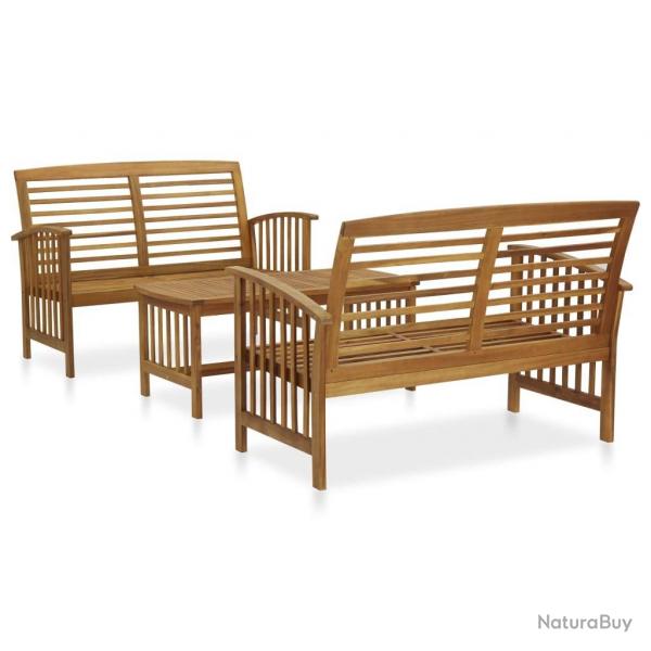 Salon de jardin 3 pcs Bois d'acacia solide alsavelo