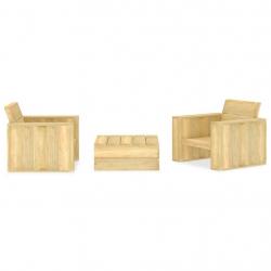 Salon de jardin 3 pcs Bois de pin imprégné alsavelo