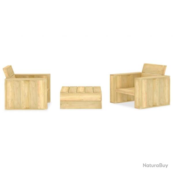 Salon de jardin 3 pcs Bois de pin imprgn alsavelo
