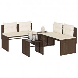 Salon de jardin 4 pcs avec coussins marron résine tressée alsavelo