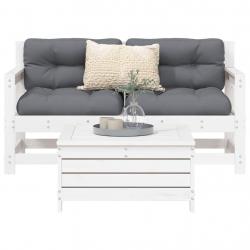 Salon de jardin 3 pcs blanc bois de pin massif alsavelo