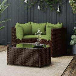 Salon de jardin 4 pcs avec coussins Marron Résine tressée alsavelo