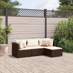 Salon de jardin 4 pcs avec coussins Marron Résine tressée alsavelo