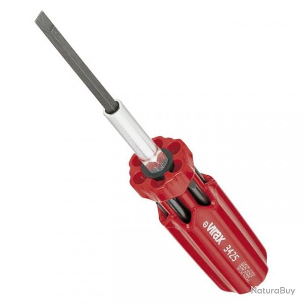 Tournevis Virax  7 embouts 0,8 x 5/1 x 7/2,5 x 8/PZ1/PZ2/PH1/PH2