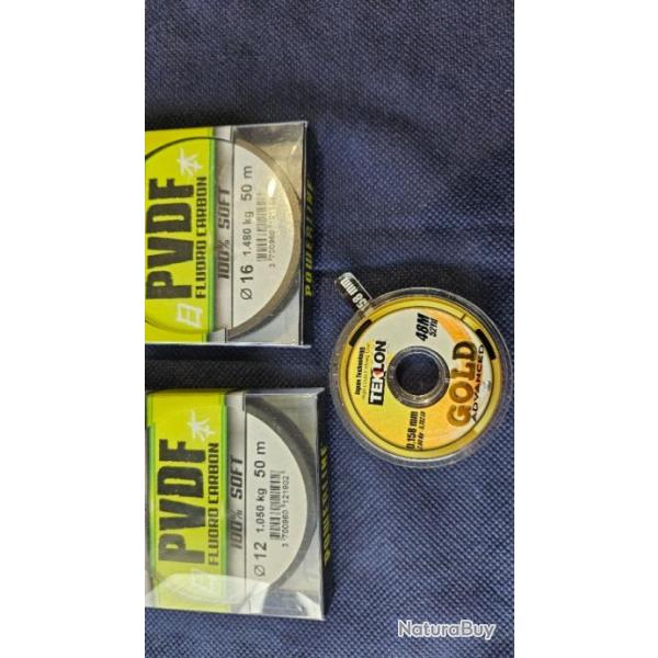 LOT DE 3 BOBINES DE FLUORO CARBON SPECIAL TRUITE OUVERTURE