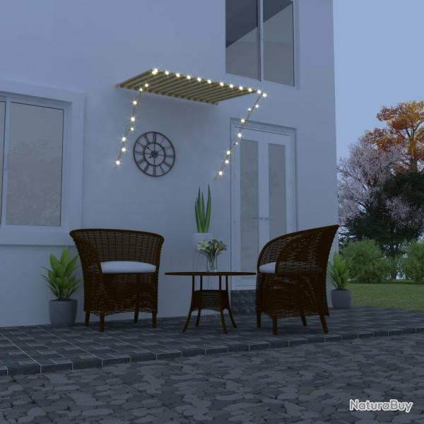 Auvent rtractable avec LED 150x150 cm Jaune et blanc alsavelo